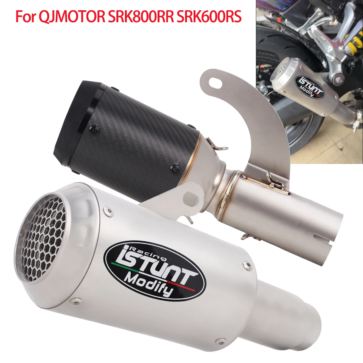 Motorcycle Exhaust Muffler Slip‑On Pipe For QJMOTOR SRK800RR SRK600RS SRK800RS Modified Escape Muffler Link Mid Pipe