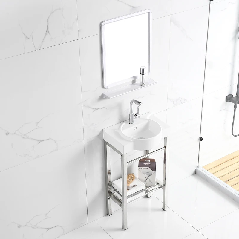 

Комбинация умывальника от пола до потолка, небольшой керамический умывальник, колонна, умывальник, простой кронштейн из нержавеющей стали, водонепроницаемый