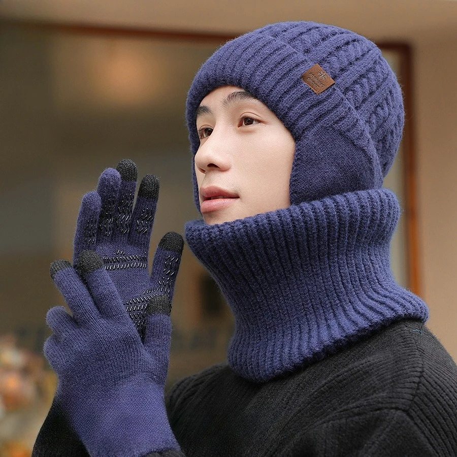 korean-version-of-the-new-hat-scarf-gloves-three-piece-outdoor-thickened-velvet-face-covering-windproof-knitted-hat-kit