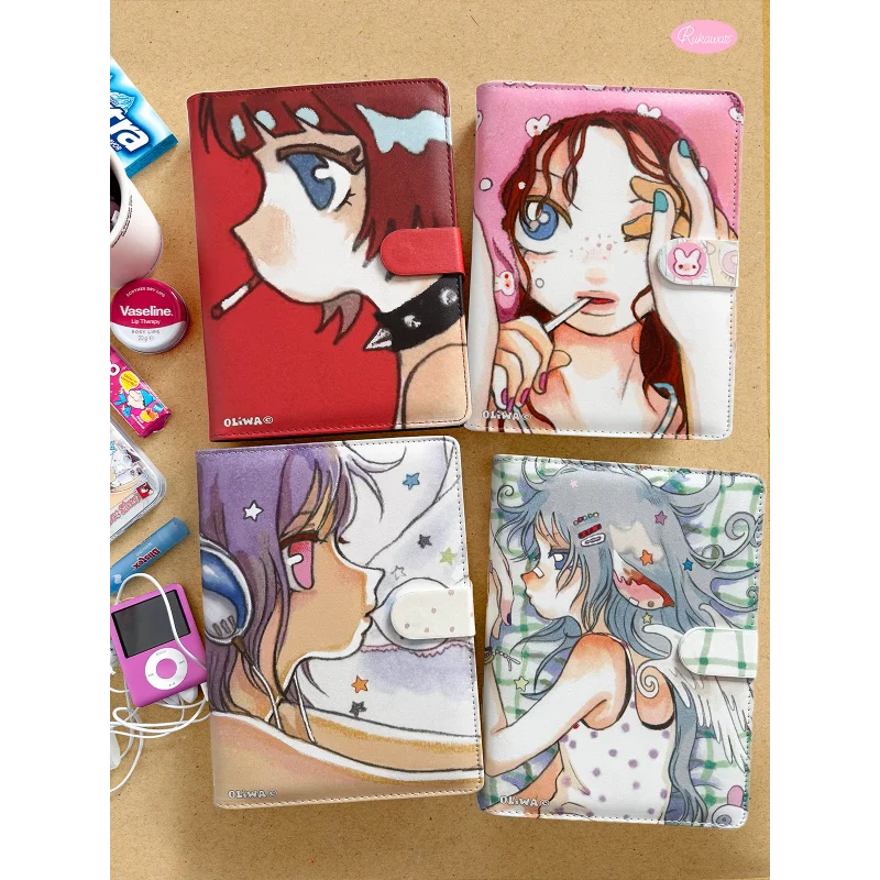 

Альбом для фотокарточек и коллекционных карточек A5 с магнитной застежкой, 6 отверстиями, из кожи, в стиле ретро, для аниме и 2D-изображений