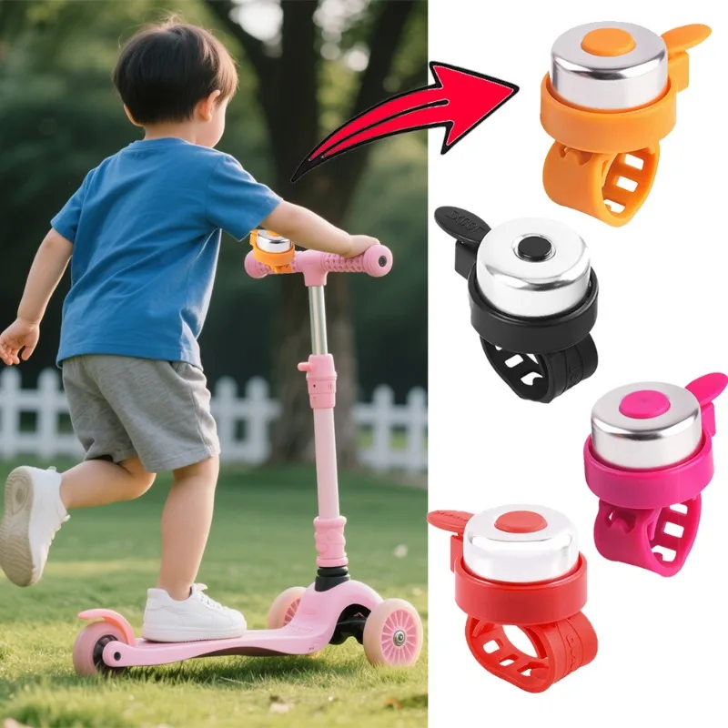 

Cute Candy Color Strap Bike Bell Ring Children Bicycle Horn Kids Safety Silicone Ring for 22-32mm Handlebar Scooter Stroller