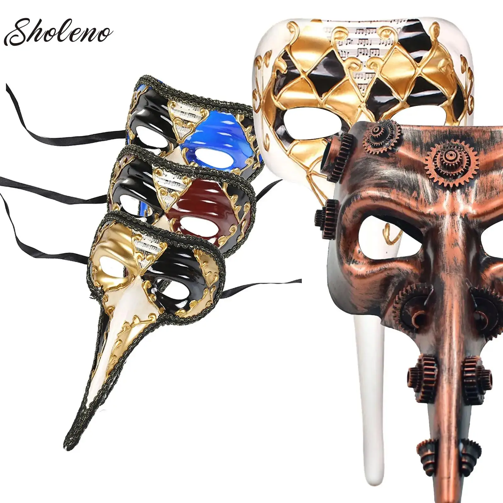 

Adult Long Nose Full Face Party Mask Venice Masks Halloween Cosplay Costume Festival Supplies Christmas Party Masquerade Masks