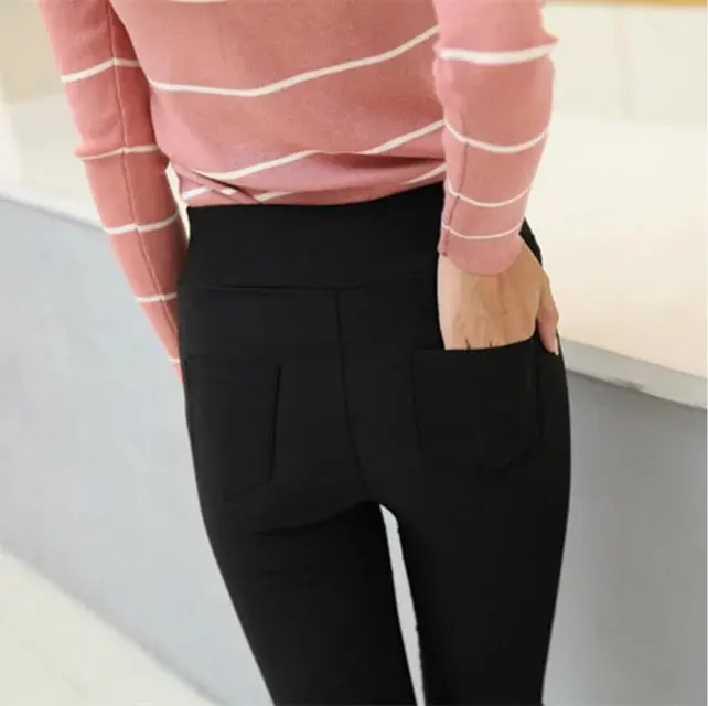Summer Thin Nine-Point Women's Slim Fit Black Pencil Pants High Waist Elastic Base Layer Trousers for Students Outerwear