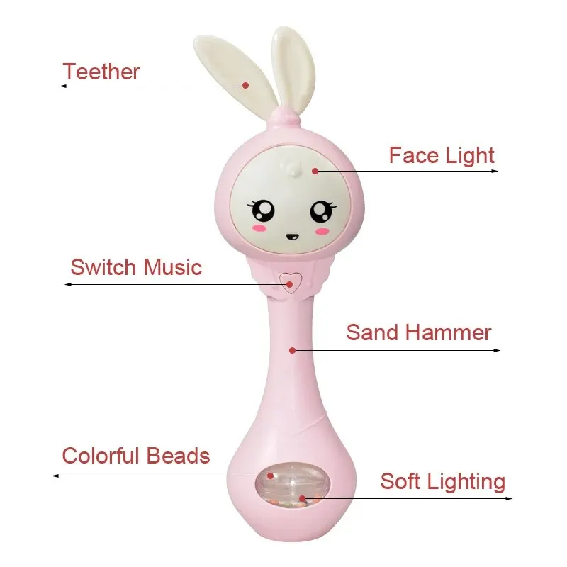 Baby Music Teether Rattle Toy for Child 0-12 Education Mobile Cot Kids Bed Bell Newborn Stroller Crib Infant Pacifier Weep Tear