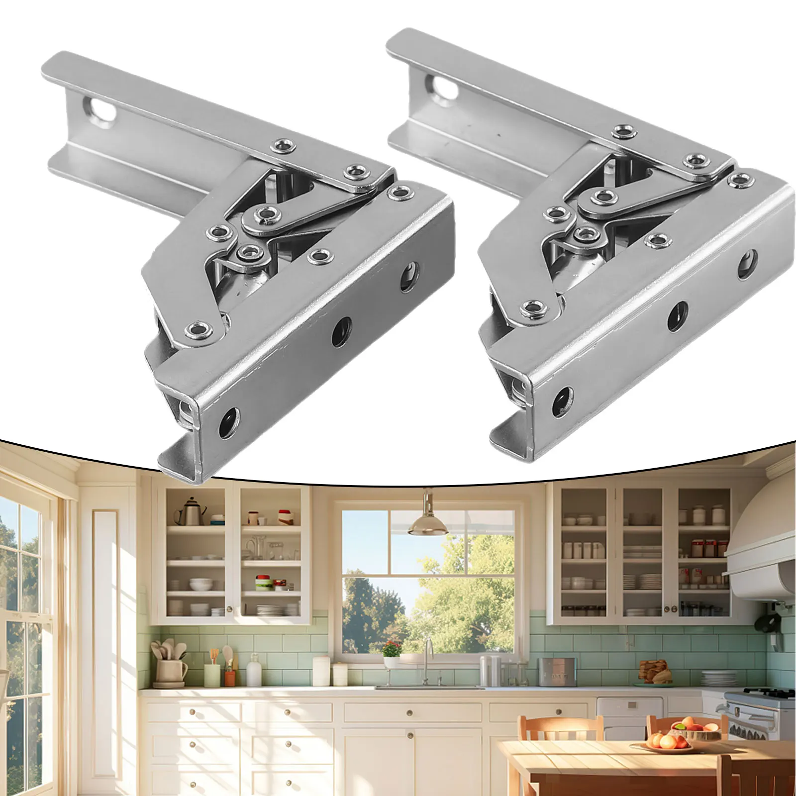 Hardware Folding Hinges 180° 2pcs Folded 90° For Folding Connections Kitchen Cabinet Doors No Need To Open Holes