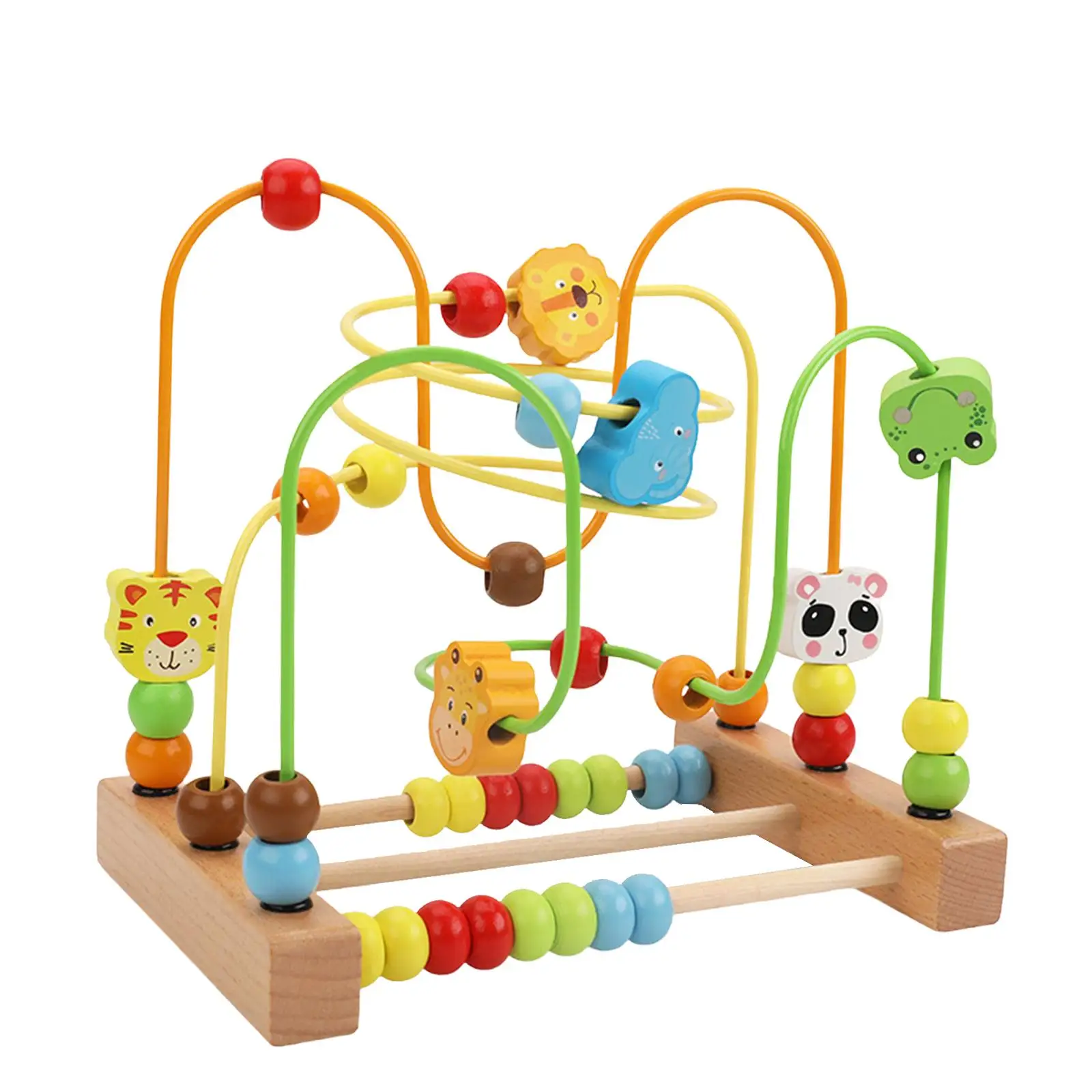 Wooden Bead Maze Toy Sensory Skills Birthday Gifts Counting Fruits Shapes Colorful Roller Coaster Developmental Beads Roller Toy