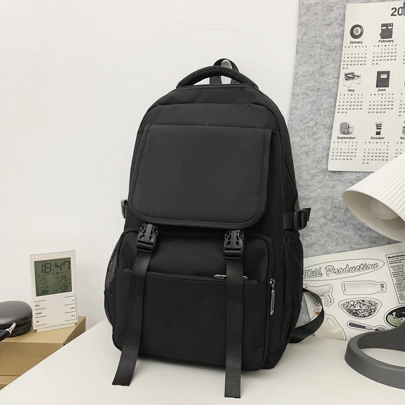 

2023 High Quality Backpack Female College Student Computer Schoolbag High End Large Capacity Travel Bag Zipper Solid Backpack