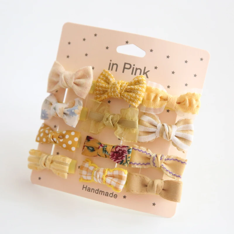 12Pcs/Lot Children\'s Hair Clips, Headwear, Baby Hair Accessories, Full coverage fabric hair Clip Bows for Girls