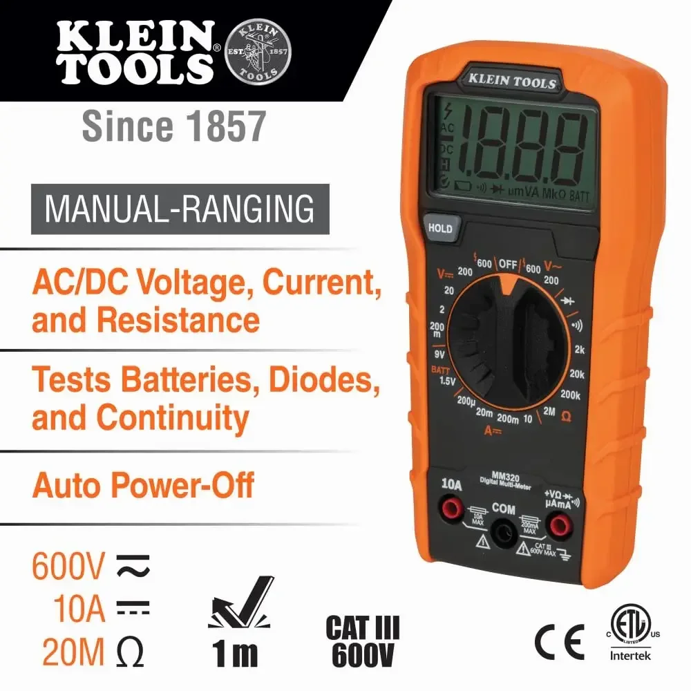 Klein Tools 80101 Kit penguji rumah, Outlet GFCI dan penguji penghubung, Multimeter, NCVT, pencari pemutus sirkuit, Lead, 6-Piece