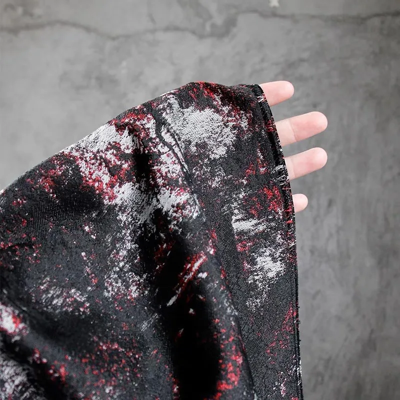 Red and black gilded jacquard wide double-sided contrasting fabric for clothing designers