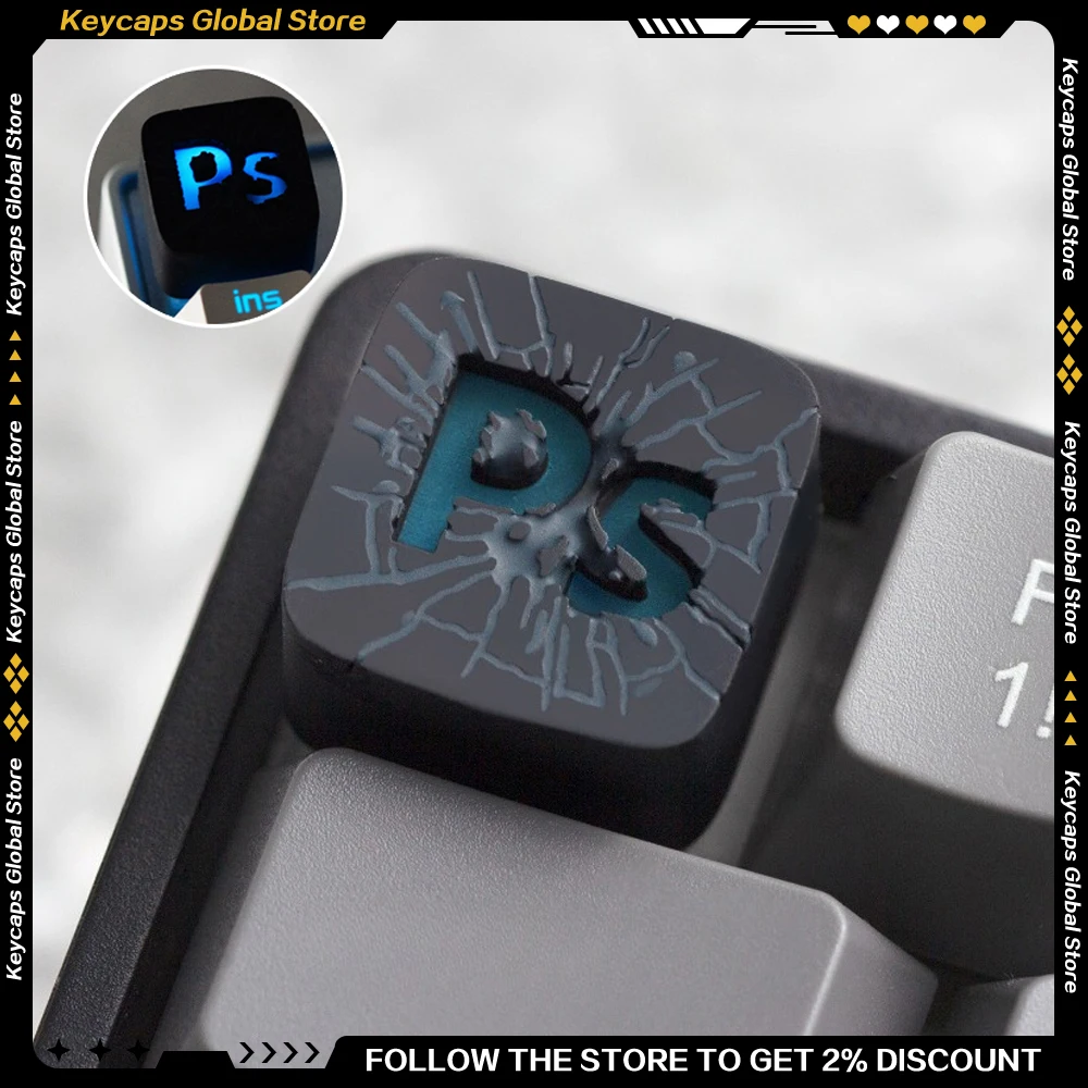 Creative PS Keycaps Resin Material Personalized Light-transmitting Mechanical Keycaps Customized Keyboard Accessories