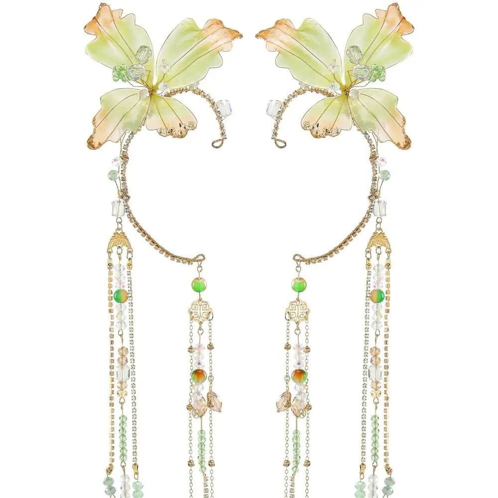 Pendientes de elfo Renaissan-ce, pendientes sin perforación con forma de sirena, flor blanca, hoja dorada, para Halloween, Navidad, fiesta de boda