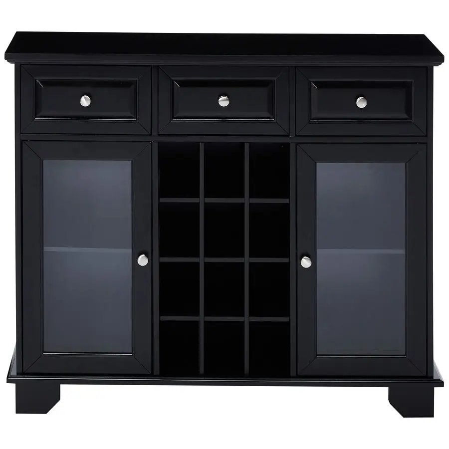 Buffet Server Sideboard Cabinet with Wine Storage, Black
