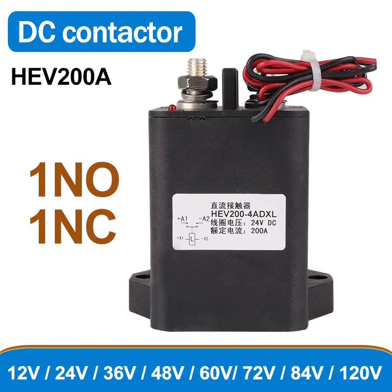 contator dc de alta tensao rele de potencia de tensao de carga hev200a 12v 24v 36v 48v 60v 72v 84v 120v 1000v 01