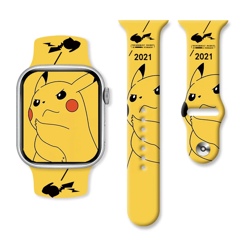 

MINISO Pocket Monster Print Strap for Apple Watch 11 10 9 Silicone Band Replaceable Bracelet for iWatch 46/44/42/41mm Watchband