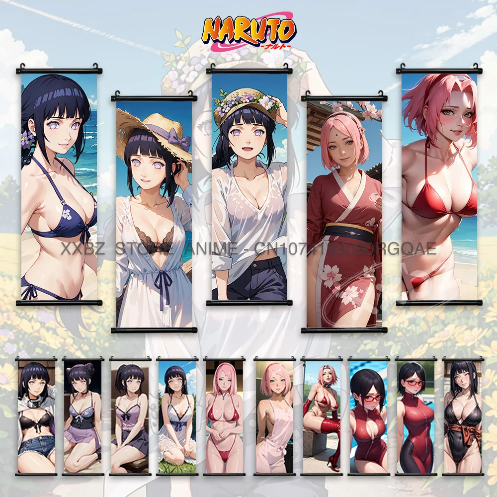 

Naruto Scrolls Picture Anime Girl Hanging Painting Sexy Hyuga Hinata Bikini Wall Artwork Canvas Haruno Sakura Poster Home Decor