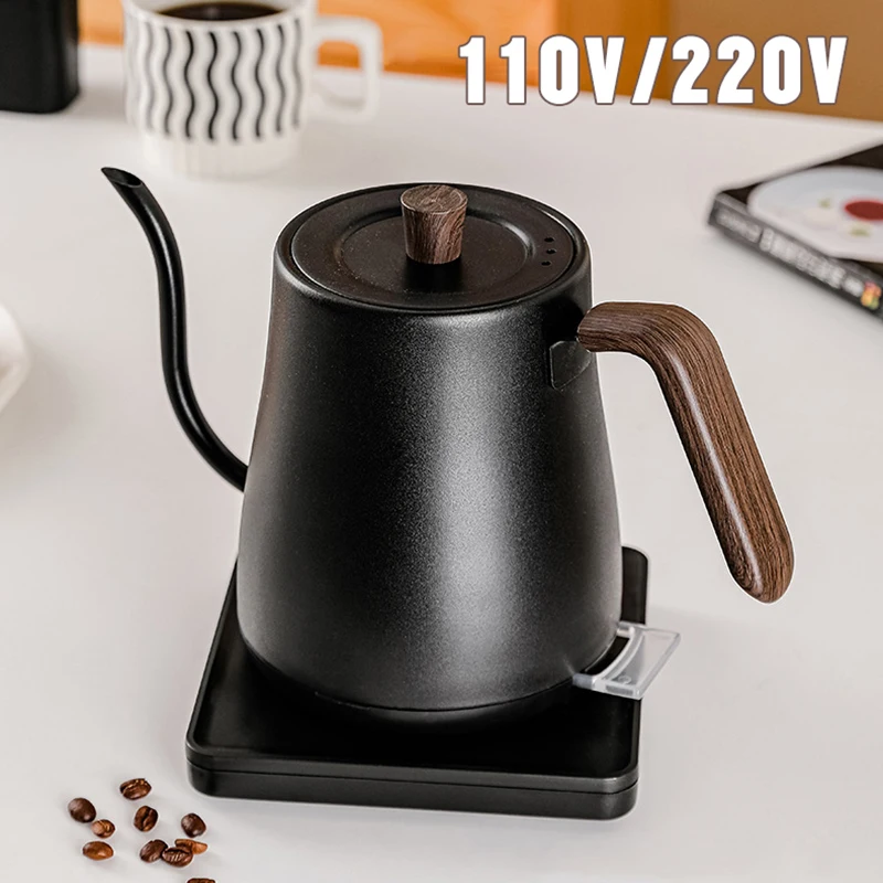 Chaleira elétrica de 110v/220v, 800ml, fermentação manual, pote de café, pescoço de ganso, bule de boca fina, 304, forro de aço inoxidável, 1000w