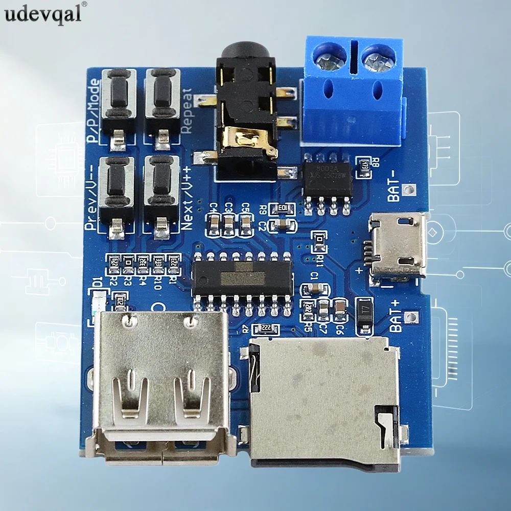 MP3 Lossless Decoder Board Built-in Power Amplifier with Type-C Micro USB Interface Supports TF Card USB Flash Drive