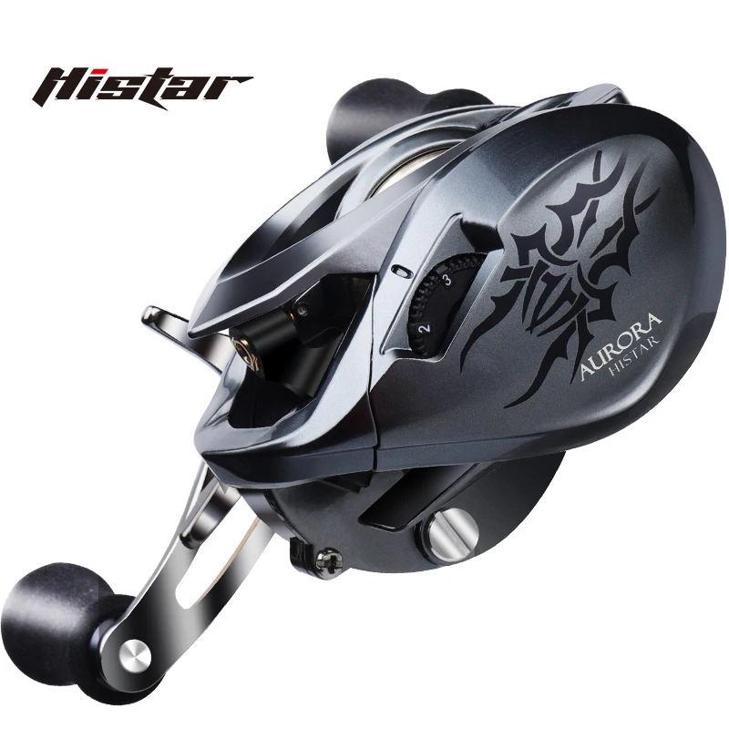 Imagem -02 - Histar-metal Rotor Aurora Baitcasting Carretel de Pesca Carretel Duplo Fundição Longa Alta Proporção 8kg Drag Power 7.3:1