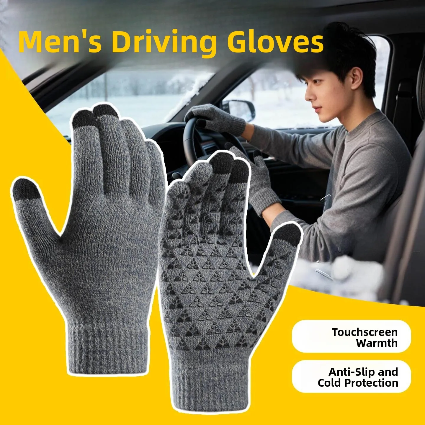 

Зимние перчатки для вождения с сенсорным экраном, на флисовой подкладке, противоскользящие, сохраняющие тепло, для мужчин и женщин