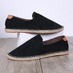 Retro espadryle damskie patchworkowe wsuwane męskie mokasyny oddychające płaskie płócienne buty z juty owinięte buty do jazdy