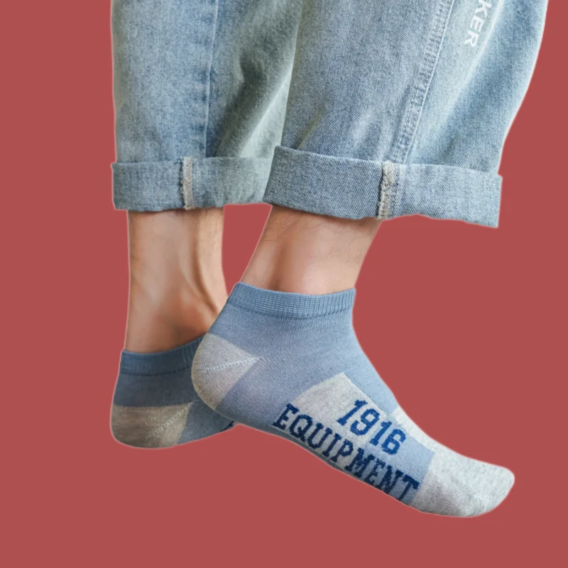 Chaussettes de sport respirantes absorbant la sueur pour hommes, dépistolet ant, chaussettes de bateau assorties Chimdocument, chaussettes à lettres, qualité supérieure, nouveau, 5/10 paires