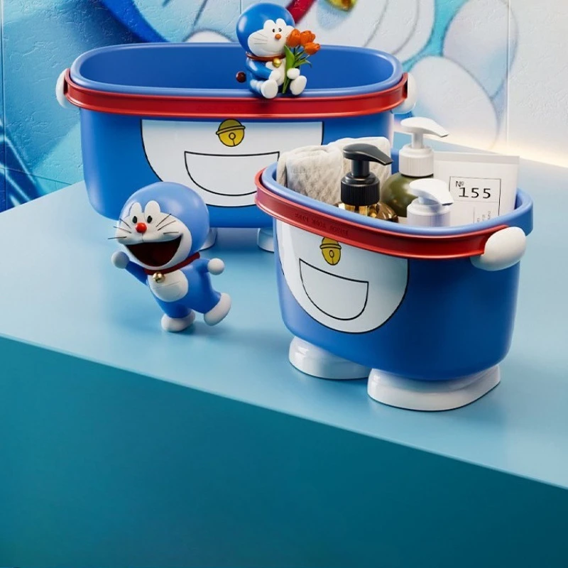 Cesta de almacenamiento de lavado bidimensional Doraemons, cesta de transporte de gel de ducha y champú para dormitorio, cesta de almacenamiento multifuncional