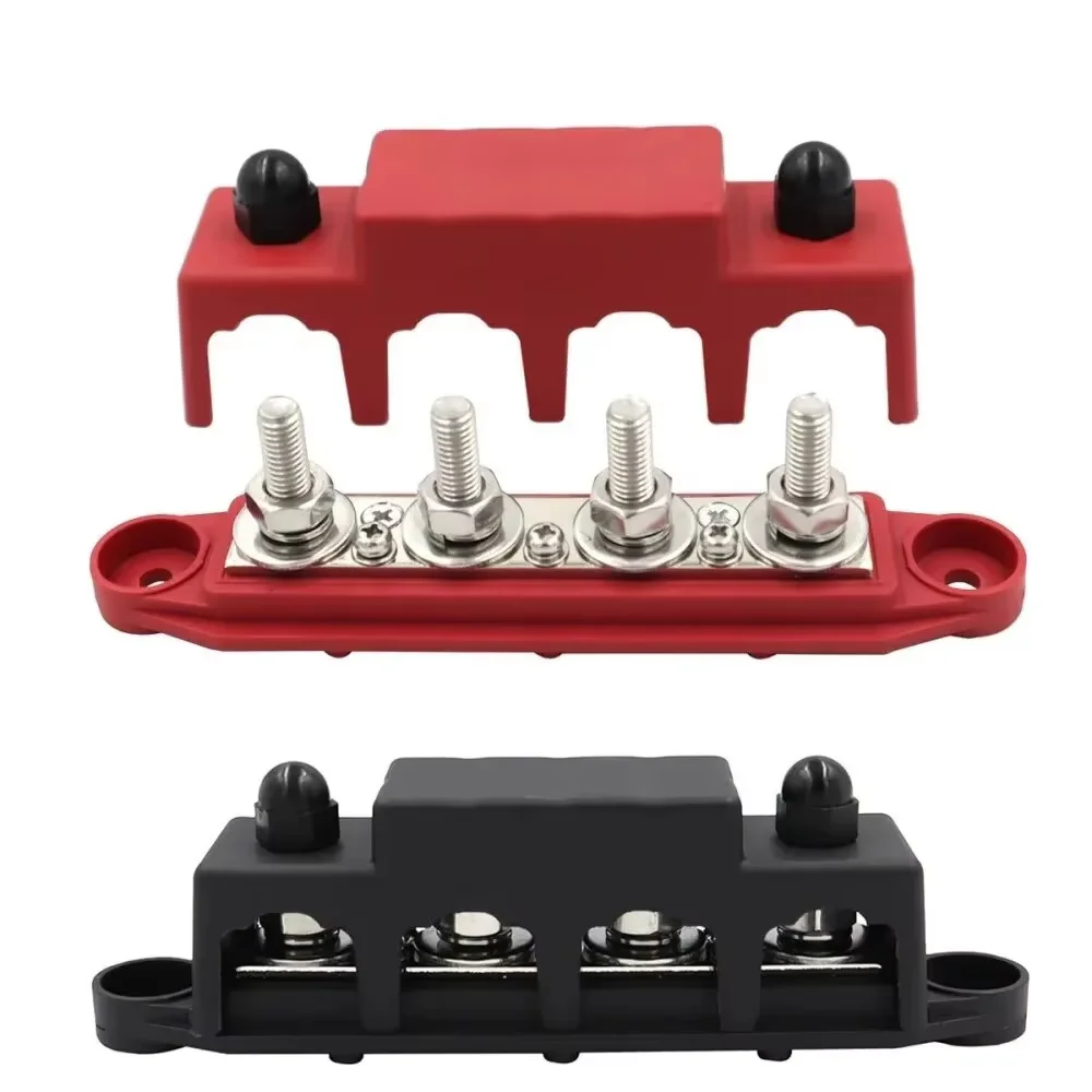 Heavy Duty Copper Bus Bar, 12V 24V 250A Marine Grade Power Distribution Block for Battery Inverter Solar System