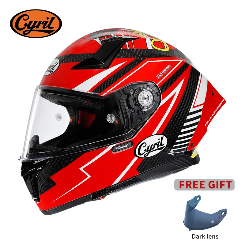 

Unisex Lightweight Carbon Fiber Kevlar Full Face Motorcycle Street Bike Helmets Racing Helmet DOT ECE Approved CYRIL Casque Moto