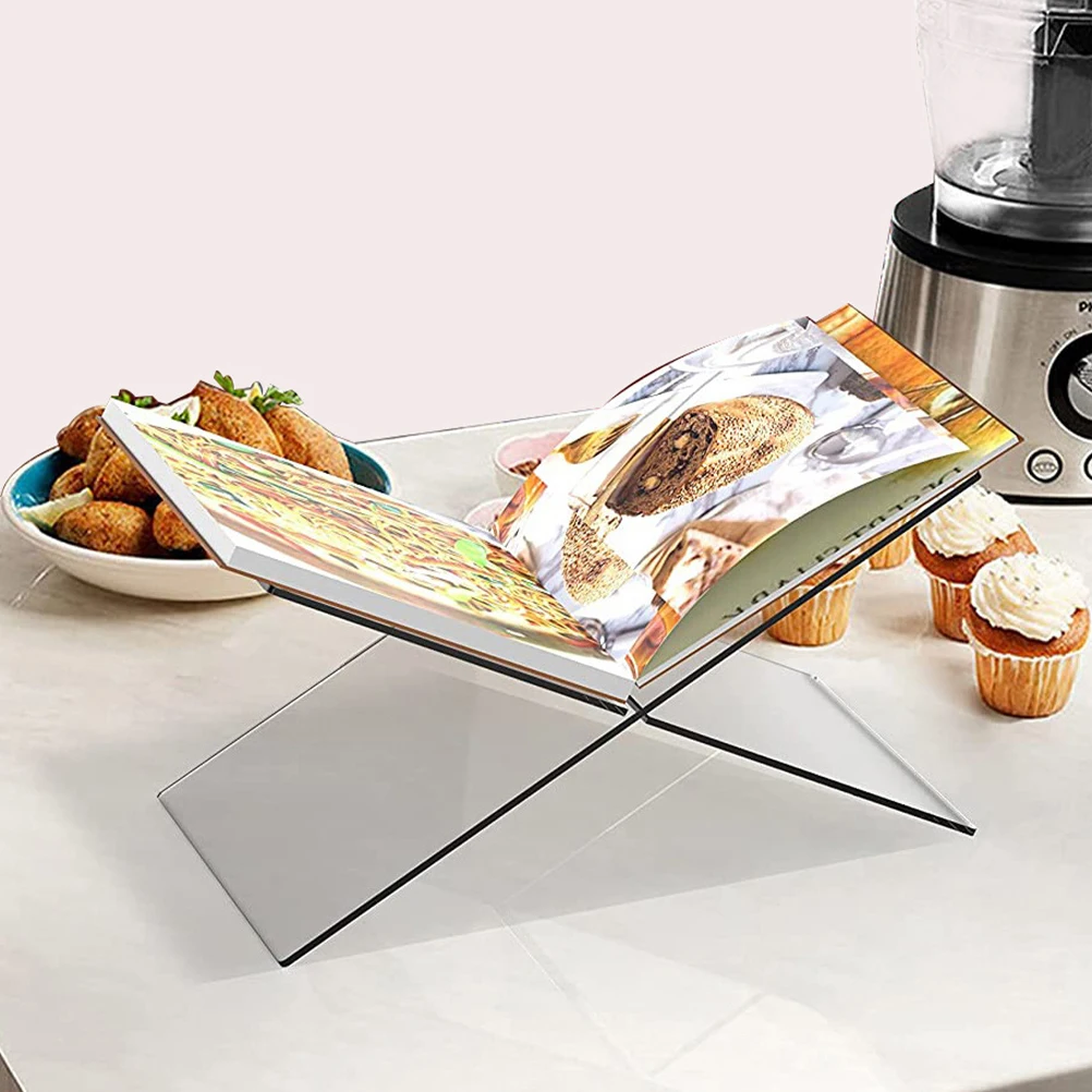 Acrylic Cookbooks Stand Large Thick Stable Recipe Book Holder Kitchen Display Rack Magazine Sheet Music Album Holder
