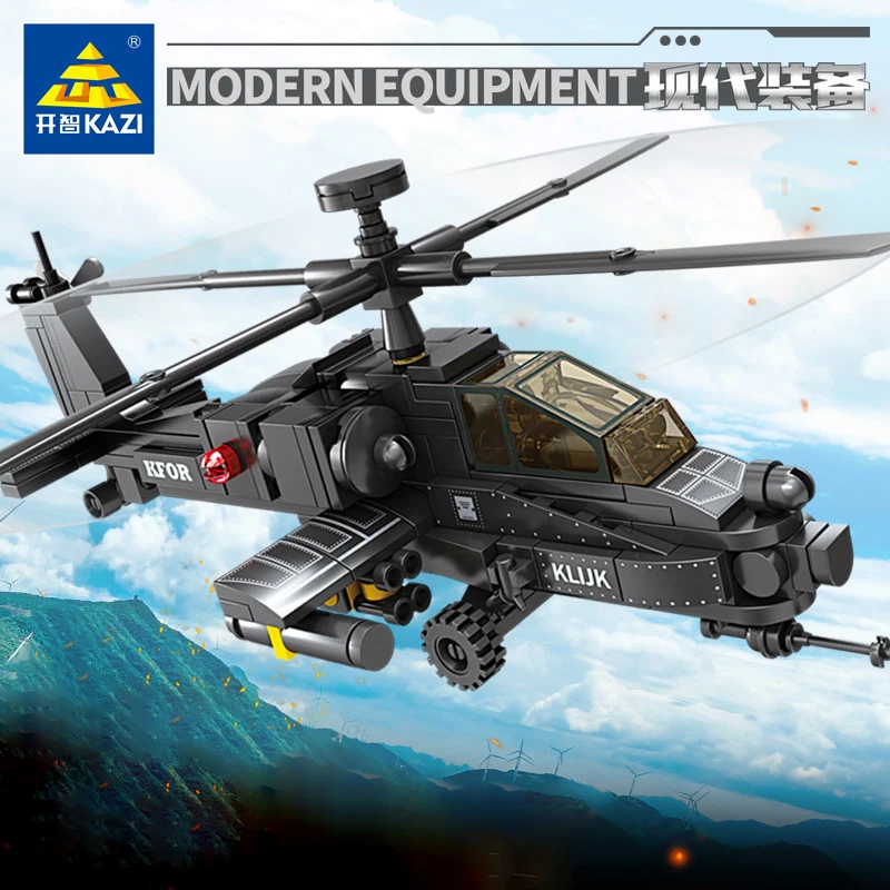 

Original KAZI New Armed Helicopter Fighter Building Block Toy Aircraft Model Children's Assembled Toy Birthday Gift