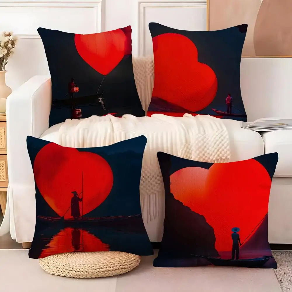 Creative Heart Stealing Theme Pillow Case Natural Linen Double-Sided Printing Sofa Home Decor Cushion Cover