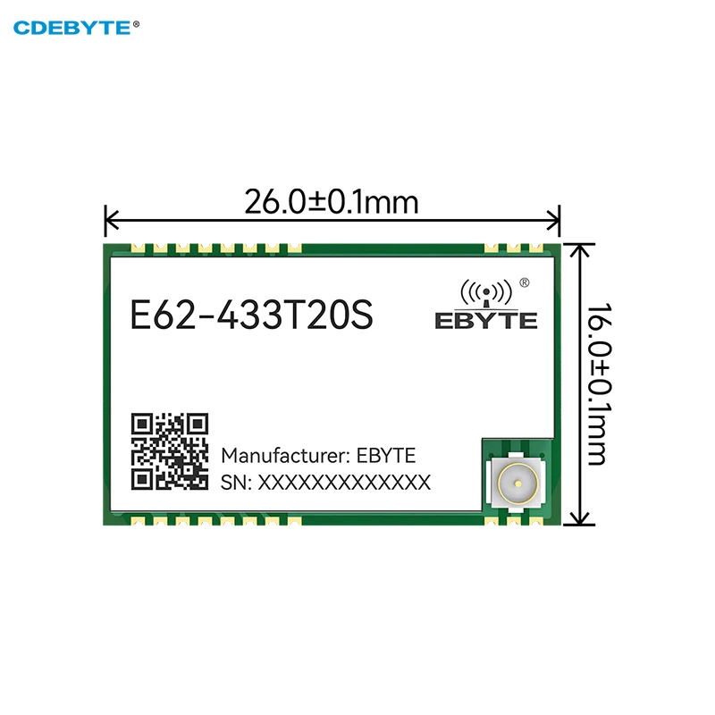 433MHz Full Duplex Module CDEBYTE E62-433T20S UART Automatic Frequency Hopping 20dBm 1000M Distance SMD Module IPEX/Stamp Hole