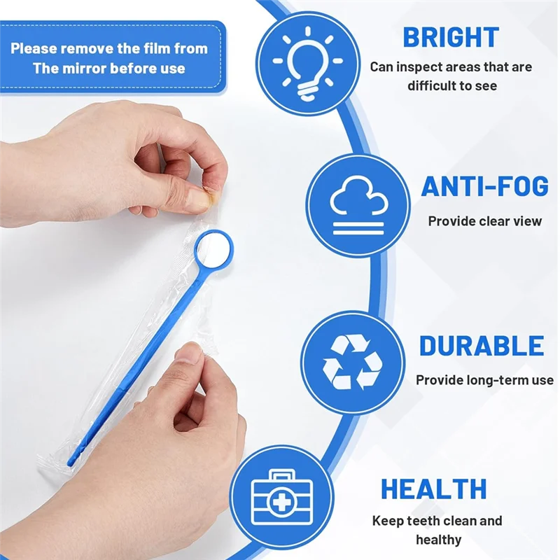 A97G 300 Pcs Disposable  Mirror Anti Fog Mouth Mirror Individually Packed  Mirror For Teeth Oral