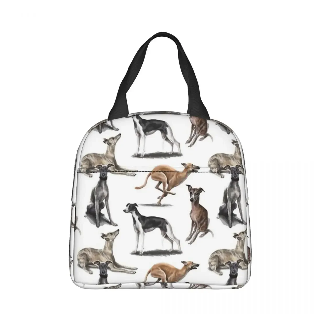 The Whippet Insulated Lunch Bags Thermal Bag Lunch Container Greyhound Sighthound Dog Large Lunch Box Tote Food Handbags Picnic