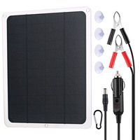 12V Upgraded Car Solar Battery Trickle Charger Maintainer Portable Waterproof Solar Panel Trickle Charging Kit for Motorcycle RV