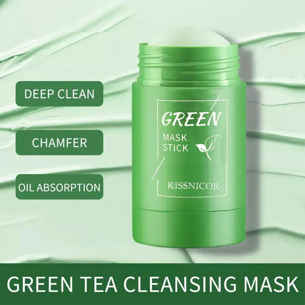 Mascarilla Facial Sólida de Té Verde Giratoria, Limpieza Profunda, Exfoliante, Hidratante, Portátil, Barra de 40g (1 unidad)