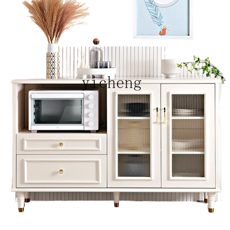 ZK Luxury Sideboard Cabinet Living Room Stone Plate Tea Cabinet Modern Minimalist Storage Microwave Oven Kitchen Storage Cabinet