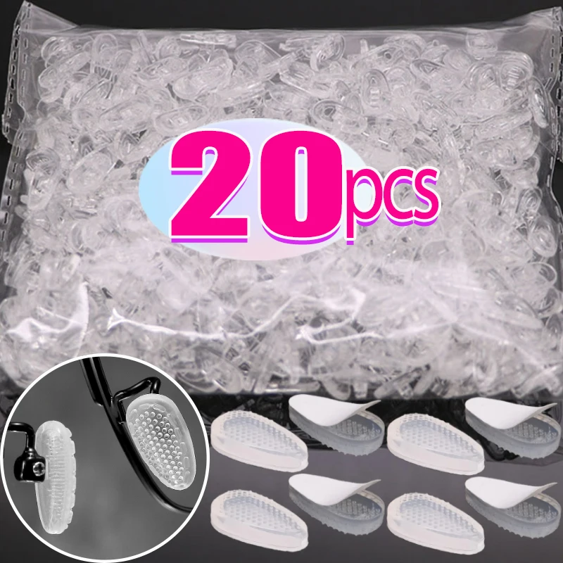 2/20pcs Transparent Silicone Eyeglass Airbag Soft Nose Pads Nosepads on Glasses Sharing Comfortable Anti-Slip for Nose Pad