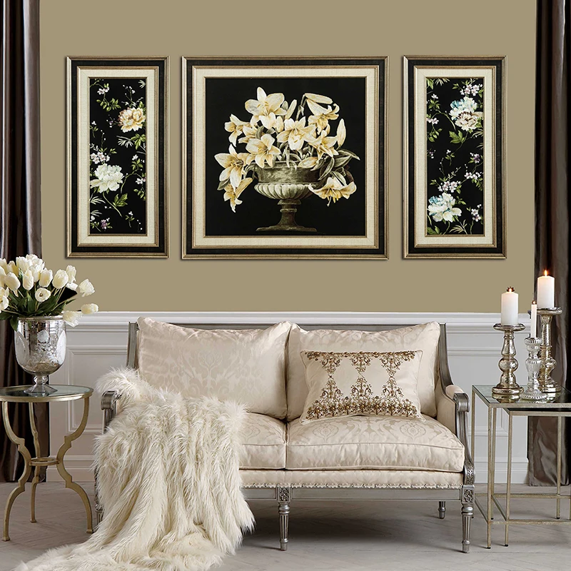 'The Lilies in the Vase' Flower Combination Art Suzhou Embroidery 80x80cm Large Size Room Decoration Wall Painting