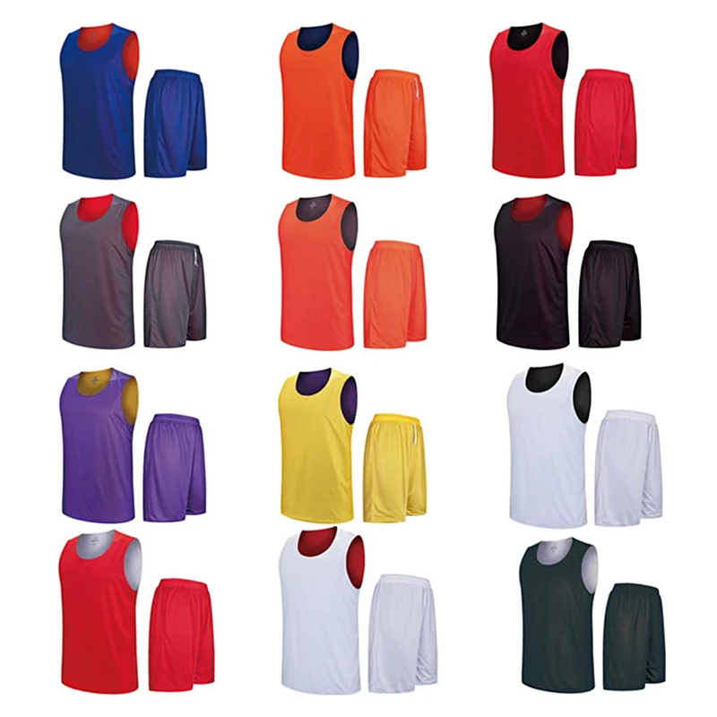Double-sided Wearable Basketball Jersey Sets Uniforms kits Sports clothing Breathable Men basketball jerseys Training suits