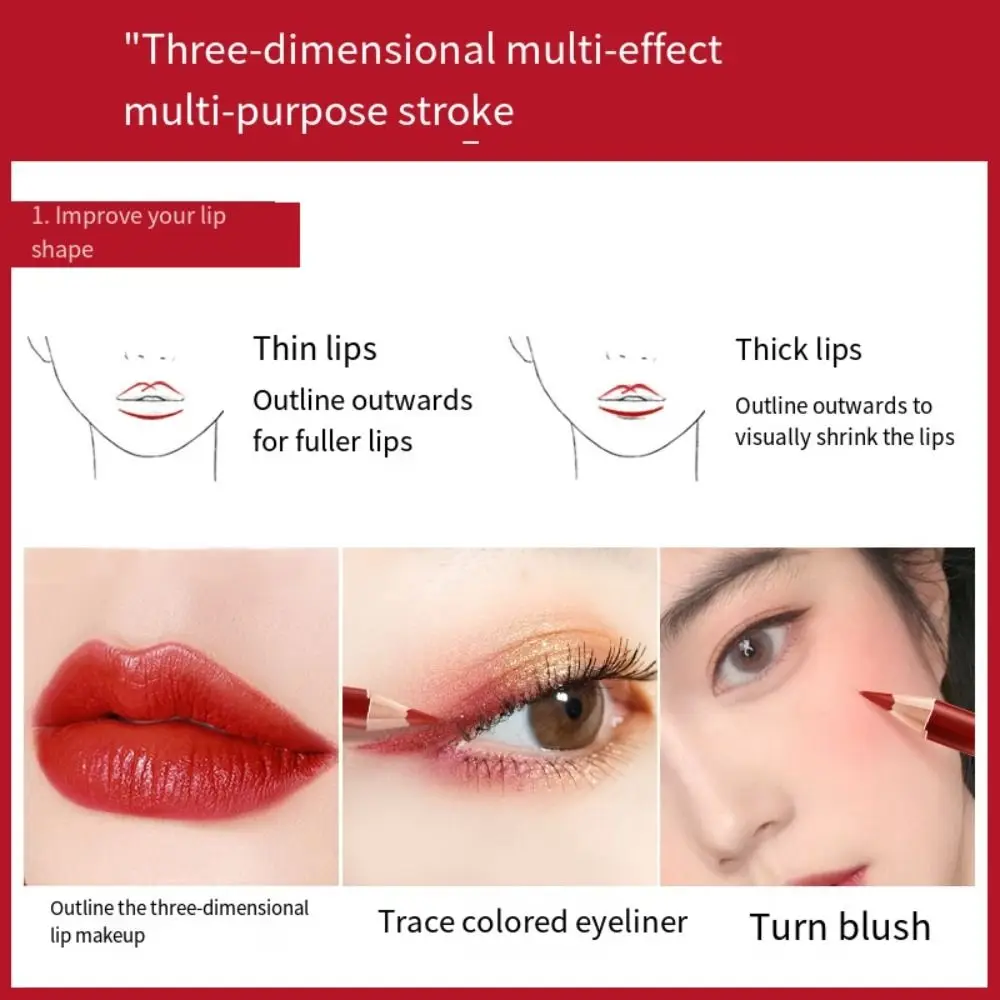 Dauerhafte Rouge Make-Up-Tool Schönheit Nicht-stick Tasse Wasserdichte Kosmetik Matte Lippenstift Eyeliner Stift Lip Liner Lipliner Bleistift