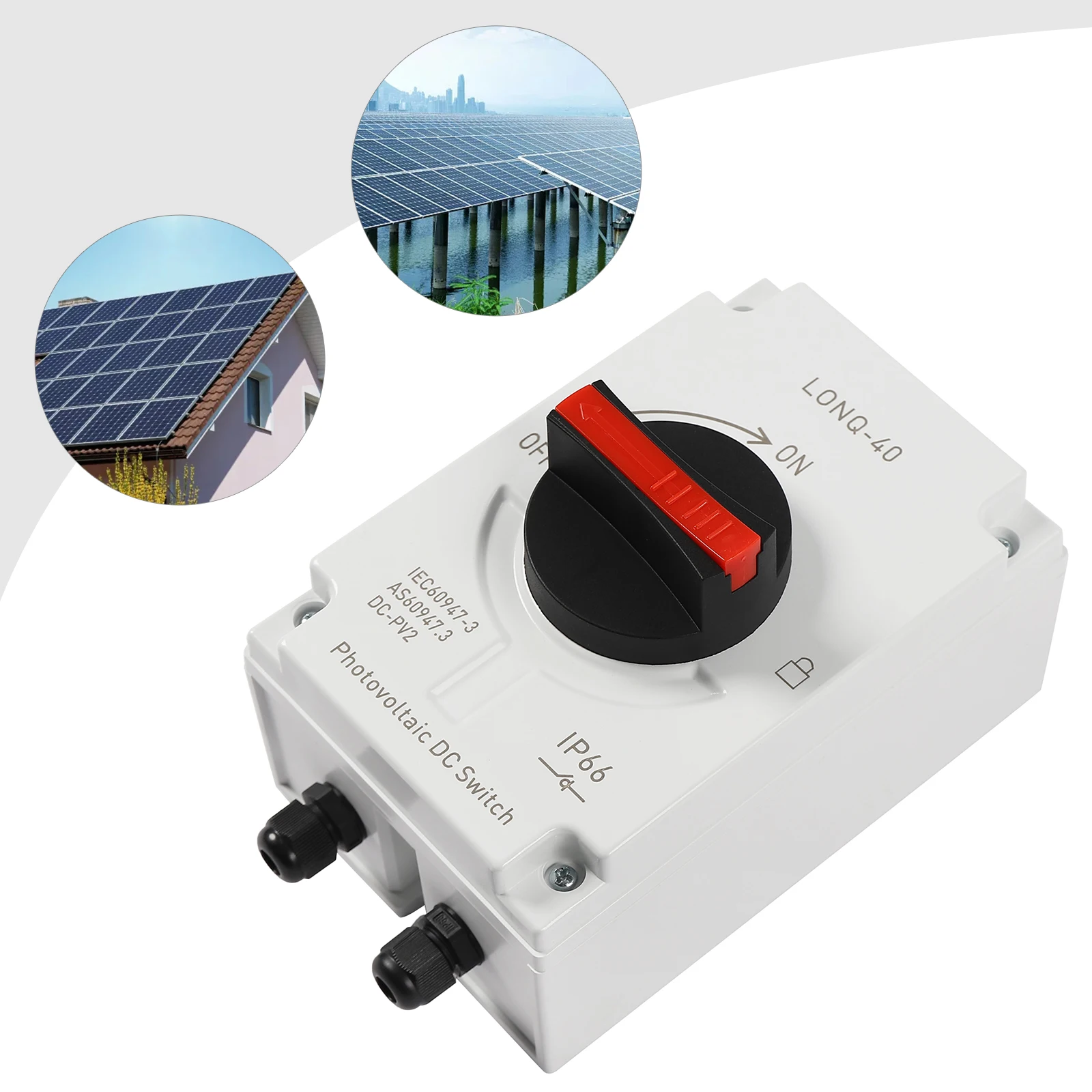 Disjoncteur à boîtier de déconnexion long, isolateur solaire 32 A, IP66, DC sous V, interrupteur de déconnexion photovoltaïque, 4 connecteurs étanches