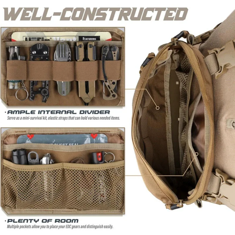 Tactical Chest Bag Backpack Camping Recon Kit Bag Molle Vest Edc Front Pouch Multifunct Outdoor Travel Vest Hunting Fishing Pack