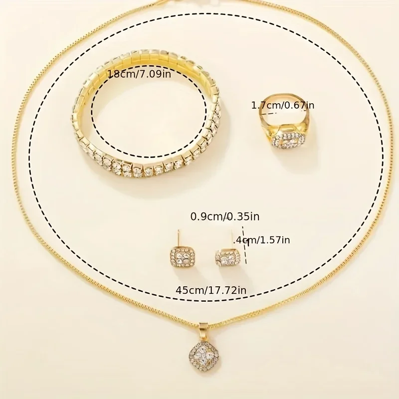 여성용 쿼츠 무브먼트 시계, 스테인리스 스틸 아날로그 손목 시계, 매력적인 럭셔리 라인스톤, 6 개/세트