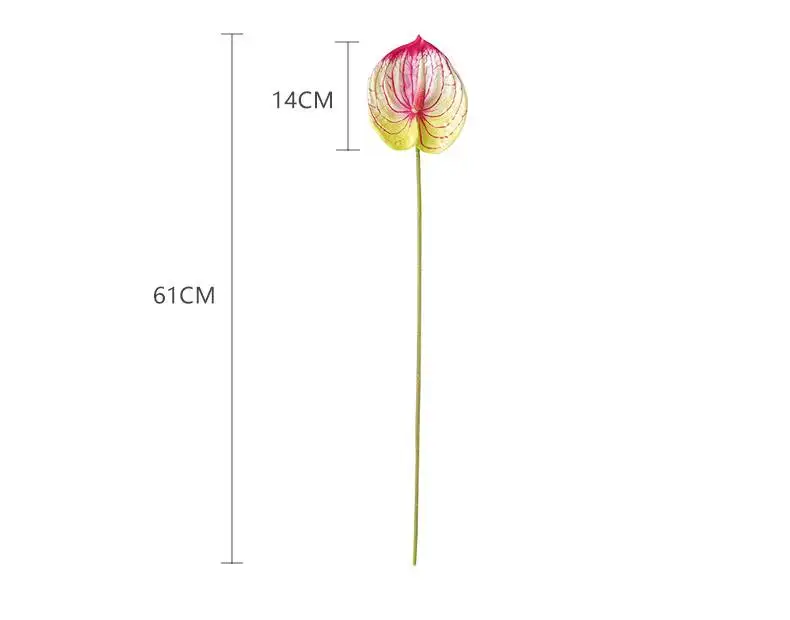 10 Stück Großhandel 3D-Druck Anthurium Kunstblumen für Heimdekoration Grüne Pflanze im Topf Hochzeit Party Tisch Blumenarrangement – Detail 5