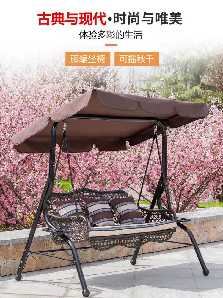 Double iron rocking chair swing table recliner balcony indoor and outdoor courtyard gondola rattan chair swing chair