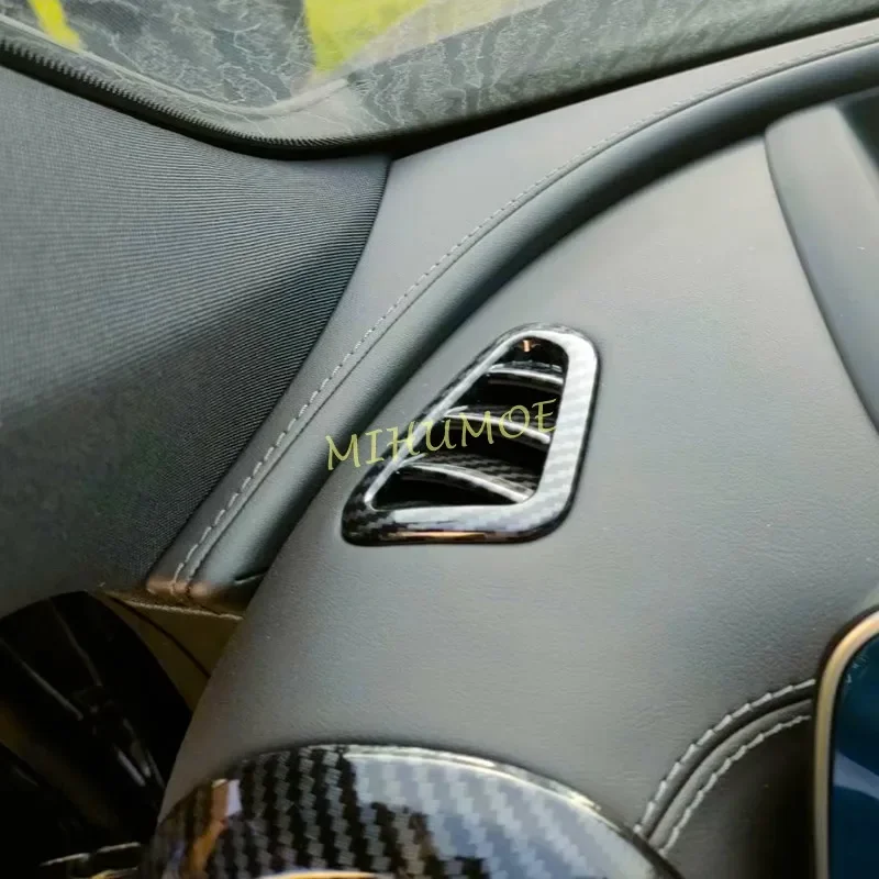 ألياف الكربون الداخلية مركز وحدة التحكم غطاء فتحة التهوية الزخارف لمرسيدس بنز C200 C220 C300 C43 W206 S206 2022-2025