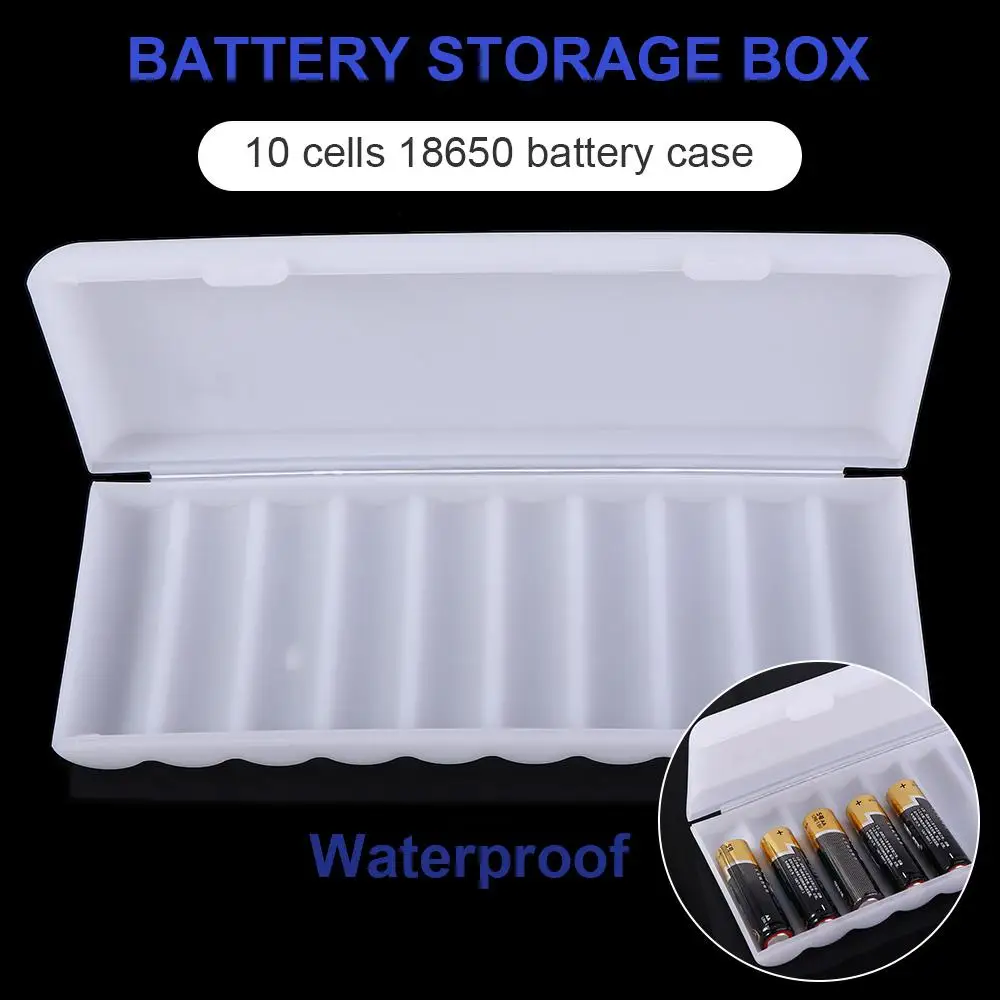 

PP Portable 18650 Battery 10X18650 Container Cover Hard Case Storage Box Battery Holder