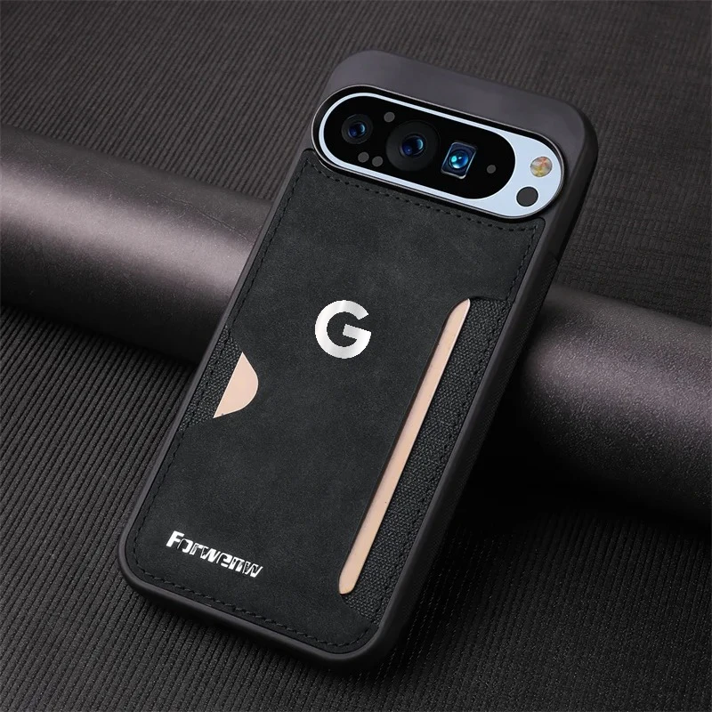 Business Sle Card Slot Leather Phone Case For Google Pixel 10 9 Pro XL 9A Skin Feel Solid Color PU Lens Shockproof Protect Cover view 2